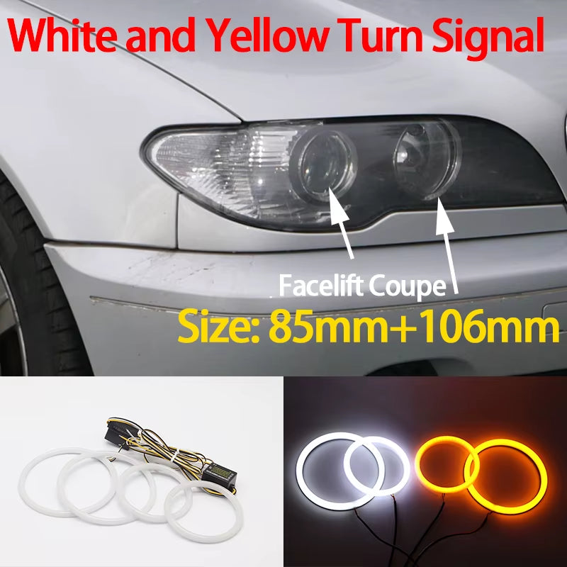 E46 LED Halo Rings — White or White/Amber Switchback — photo 18