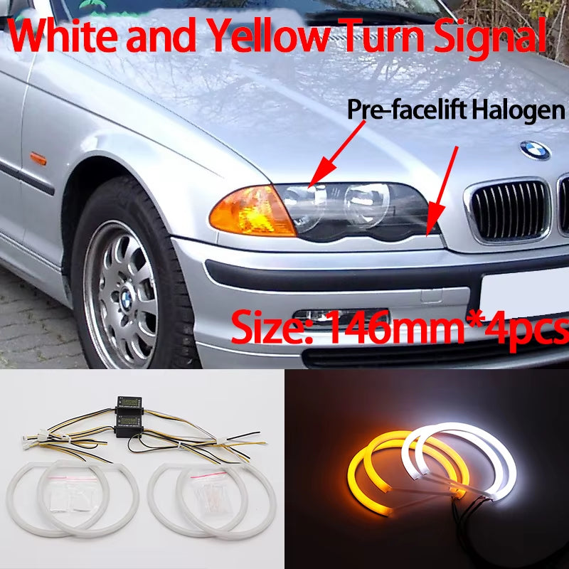 E46 LED Halo Rings — White or White/Amber Switchback — photo 9