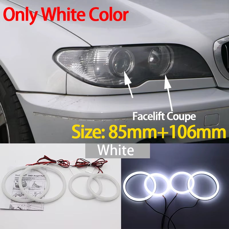 E46 LED Halo Rings — White or White/Amber Switchback — photo 2