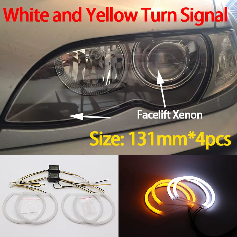 E46 LED Halo Rings — White or White/Amber Switchback — photo 8