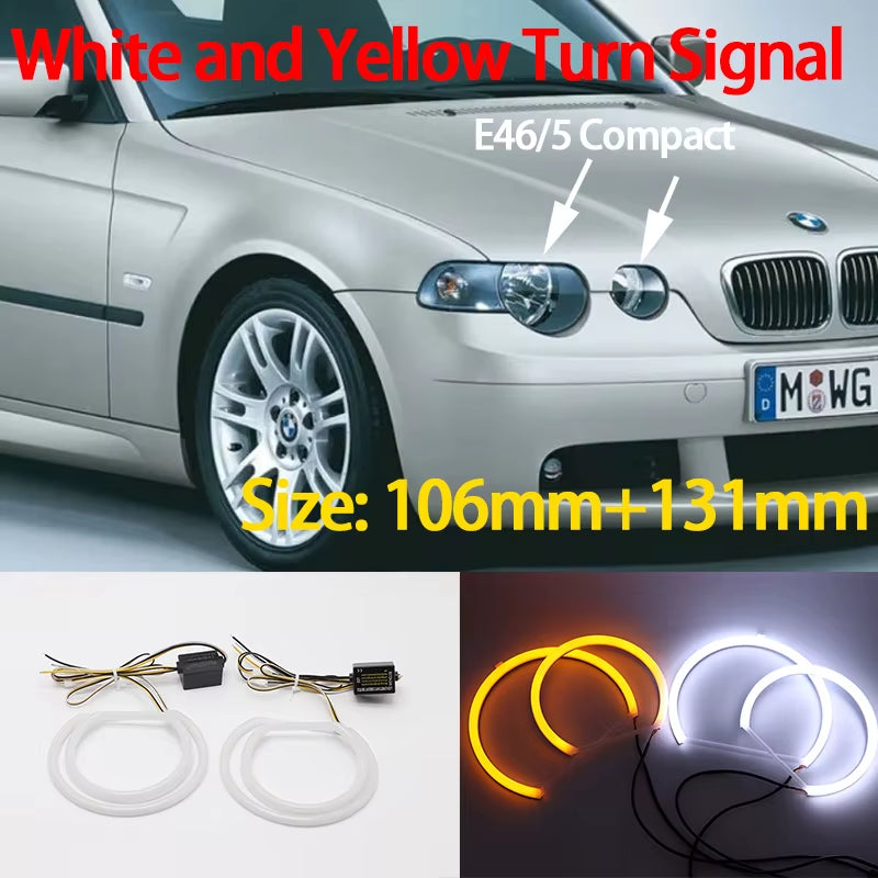 E46 LED Halo Rings — White or White/Amber Switchback — photo 15