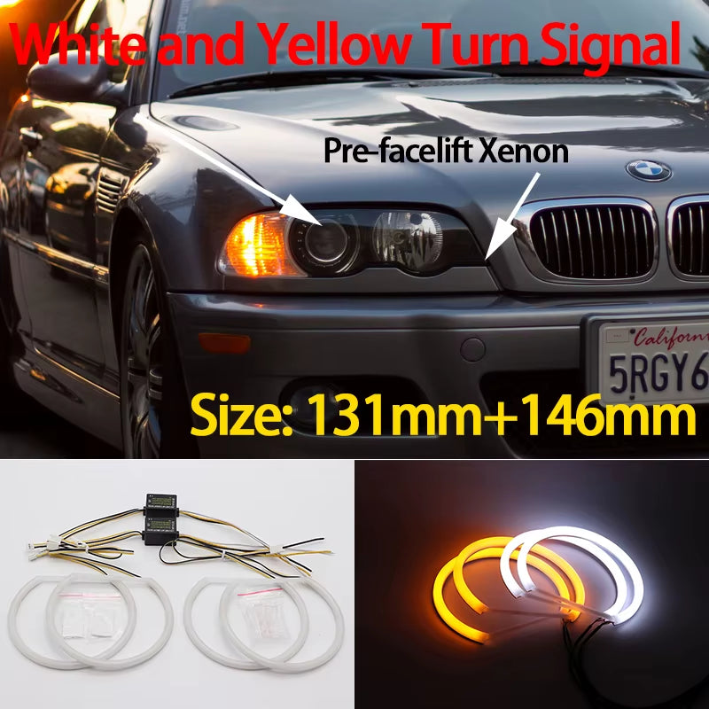 E46 LED Halo Rings — White or White/Amber Switchback — photo 16