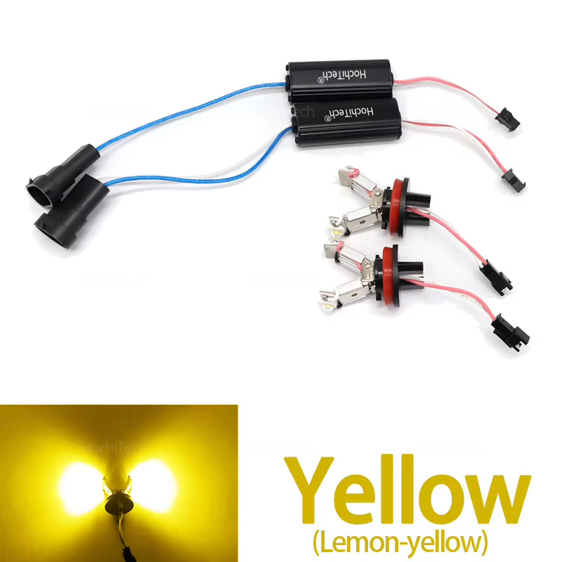 Yellow H8 angel eye bulbs for BMW E90 / E92 / E82