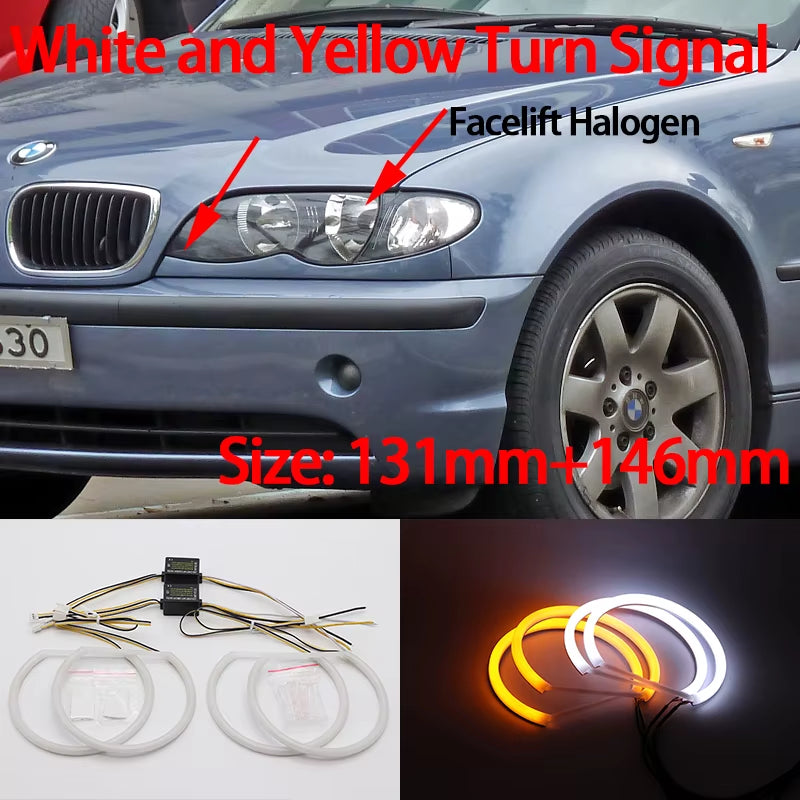 E46 LED Halo Rings — White or White/Amber Switchback — photo 12