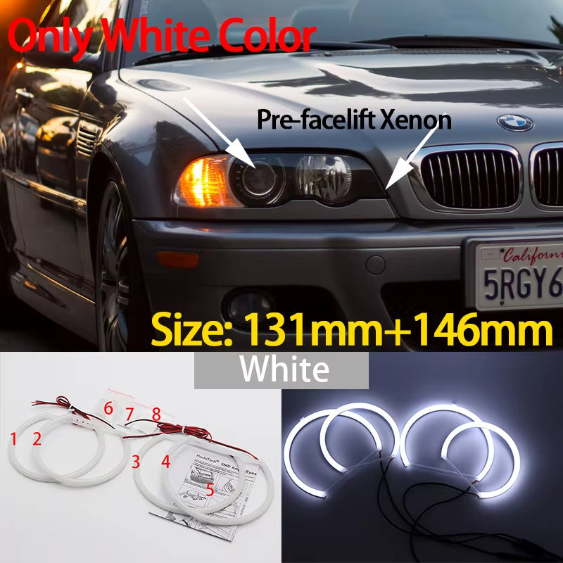 E46 LED Halo Rings — White or White/Amber Switchback — photo 17