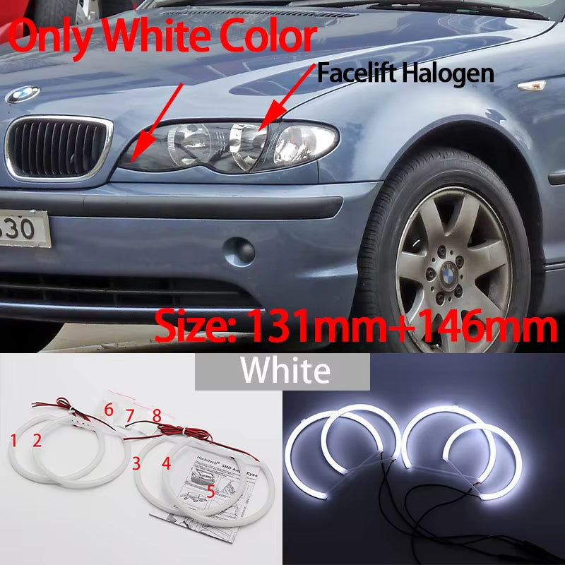 E46 LED Halo Rings — White or White/Amber Switchback — photo 13