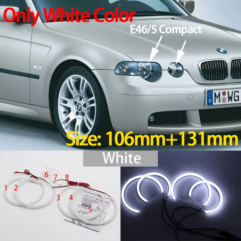 E46 LED Halo Rings — White or White/Amber Switchback — photo 11