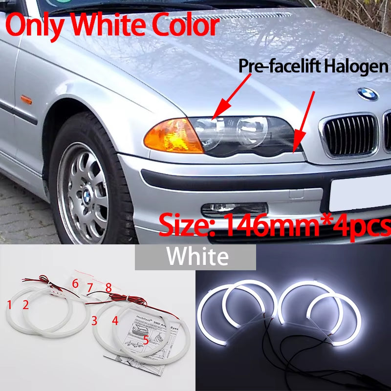 E46 LED Halo Rings — White or White/Amber Switchback — photo 10