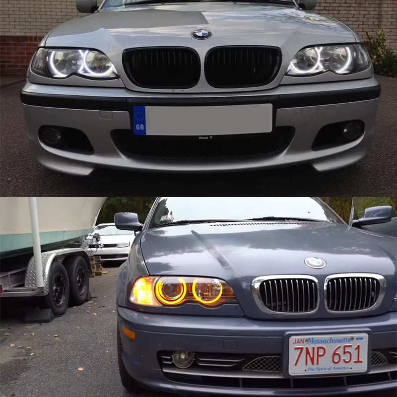 E46 LED Halo Rings — White or White/Amber Switchback — photo 1